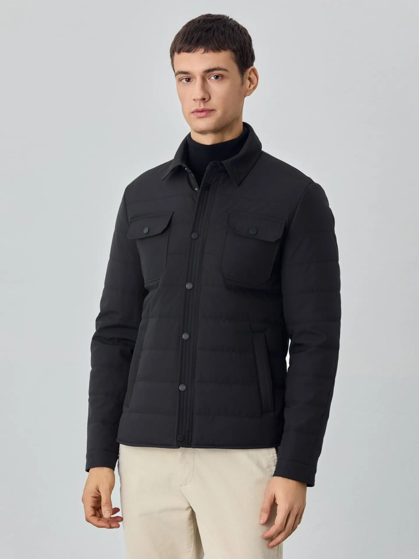 New Padded and Quilted Shirt Jacket With Chest Pockets Blusões