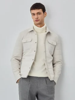 New Padded and Quilted Shirt Jacket With Chest Pockets Blusões