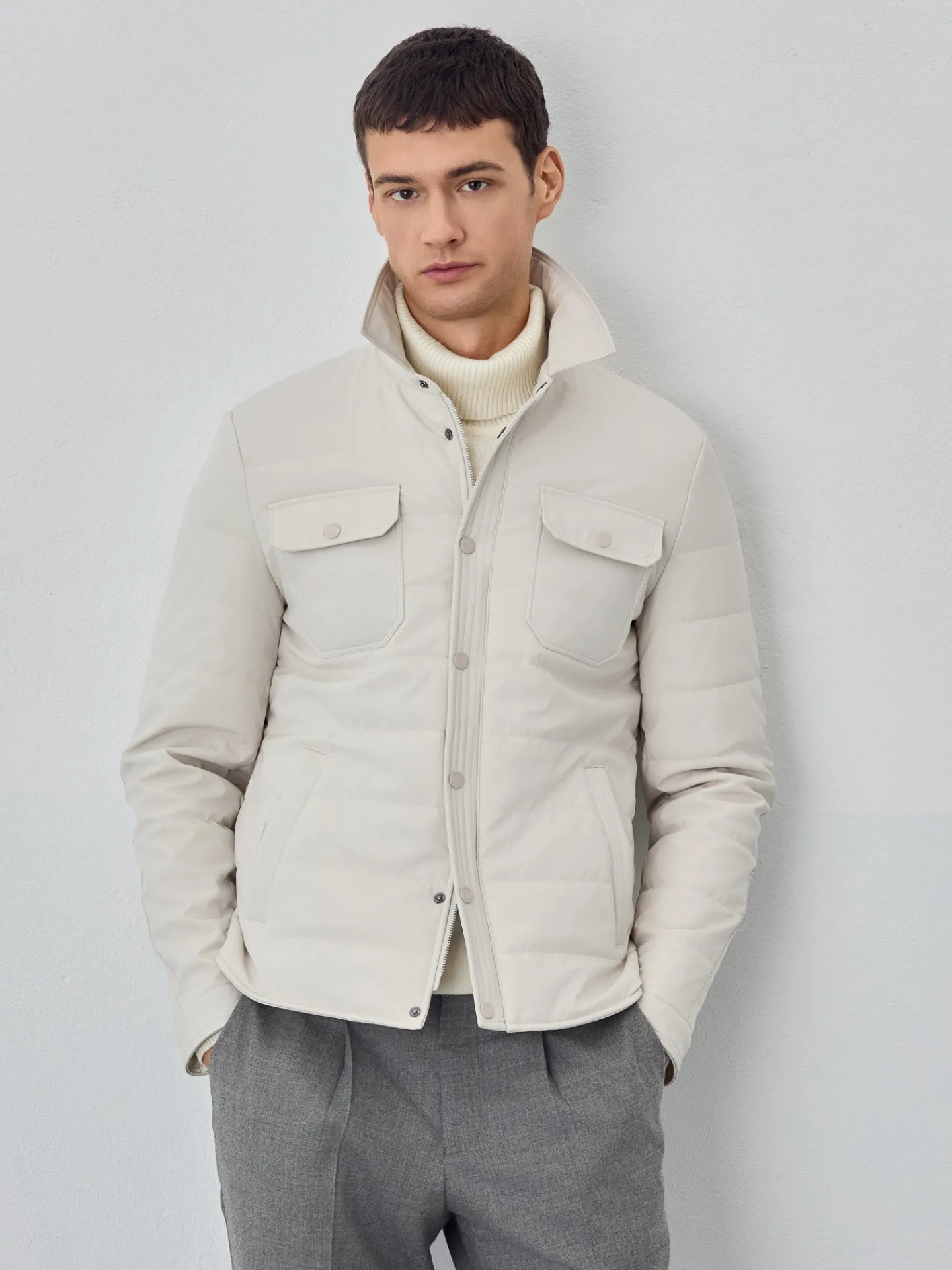 New Padded and Quilted Shirt Jacket With Chest Pockets Blusões
