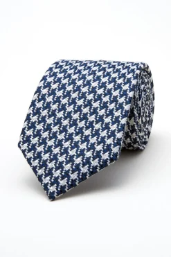 Clearance Pied de Poule Pattern Tie Silk and Wool Blend 7,5cm Gravatas