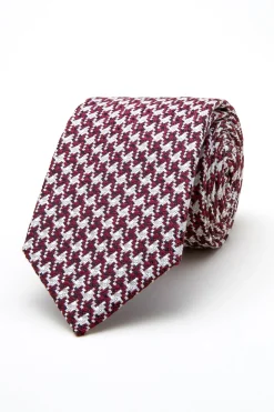 Clearance Pied de Poule Pattern Tie Silk and Wool Blend 7,5cm Gravatas