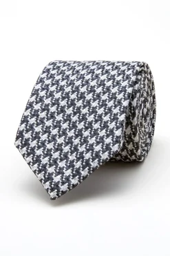 Clearance Pied de Poule Pattern Tie Silk and Wool Blend 7,5cm Gravatas