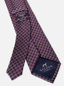 Outlet Pied de Poule Pattern Tie 100% Silk 7,5cm Gravatas