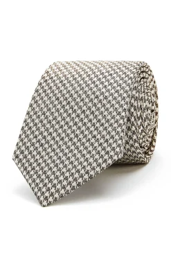 Discount Pied de Poule Pattern Tie 100% Silk 7cm Gravatas