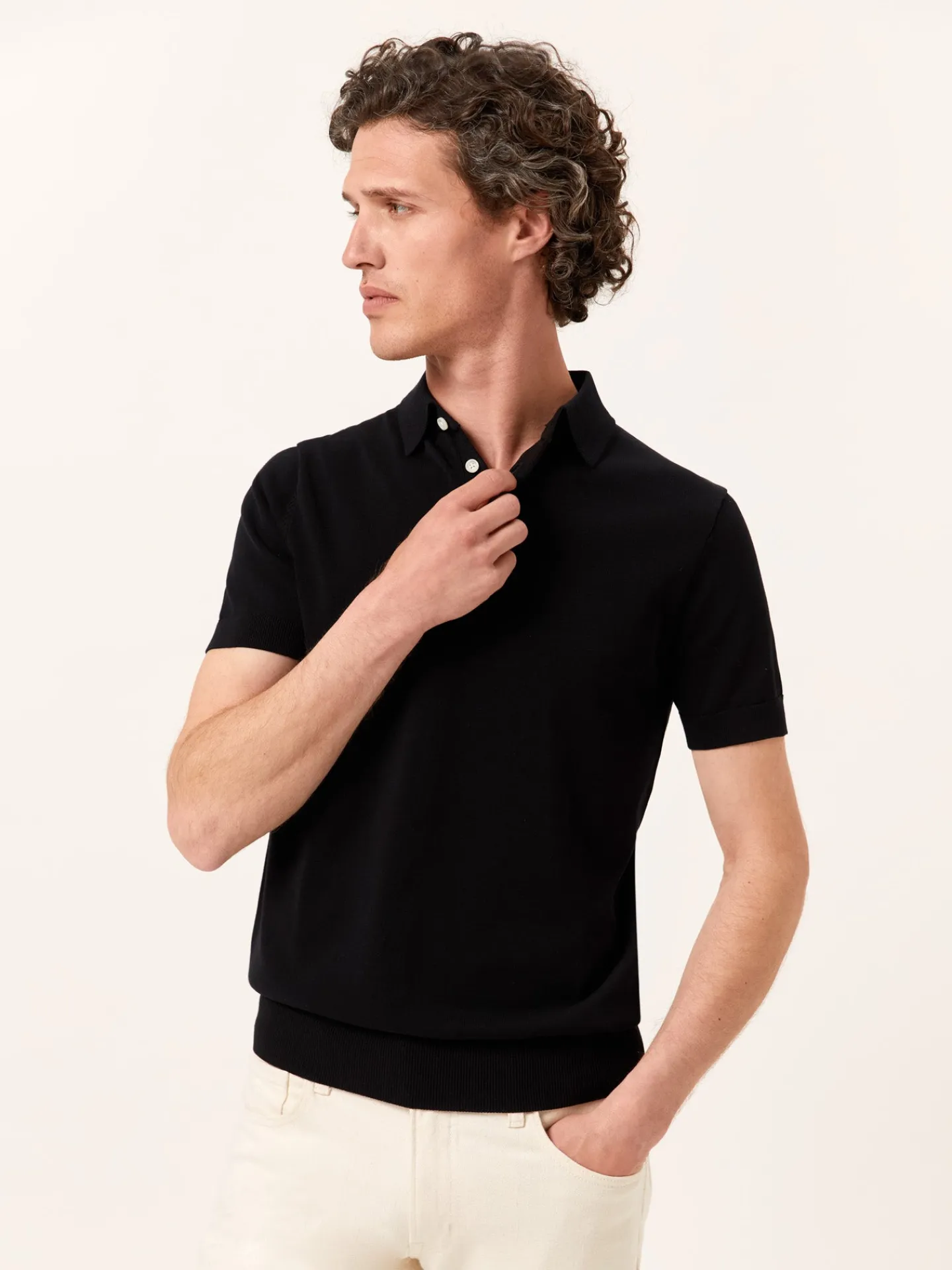 Outlet Polo Sweater With Short Sleeves In Cotton and Silk Blend Polos