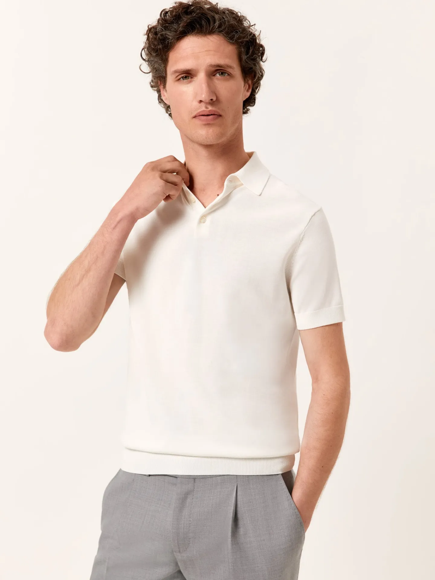 Outlet Polo Sweater With Short Sleeves In Cotton and Silk Blend Polos