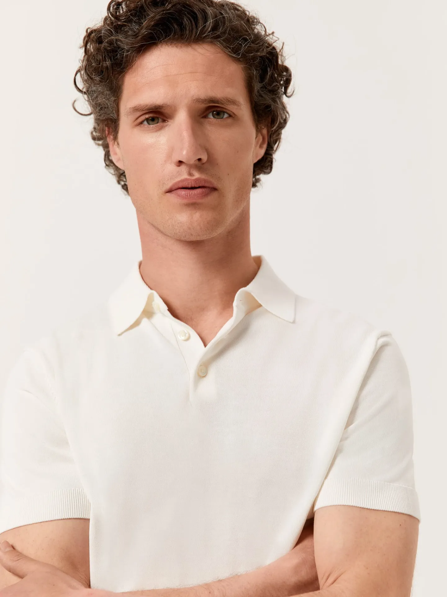 Outlet Polo Sweater With Short Sleeves In Cotton and Silk Blend Polos