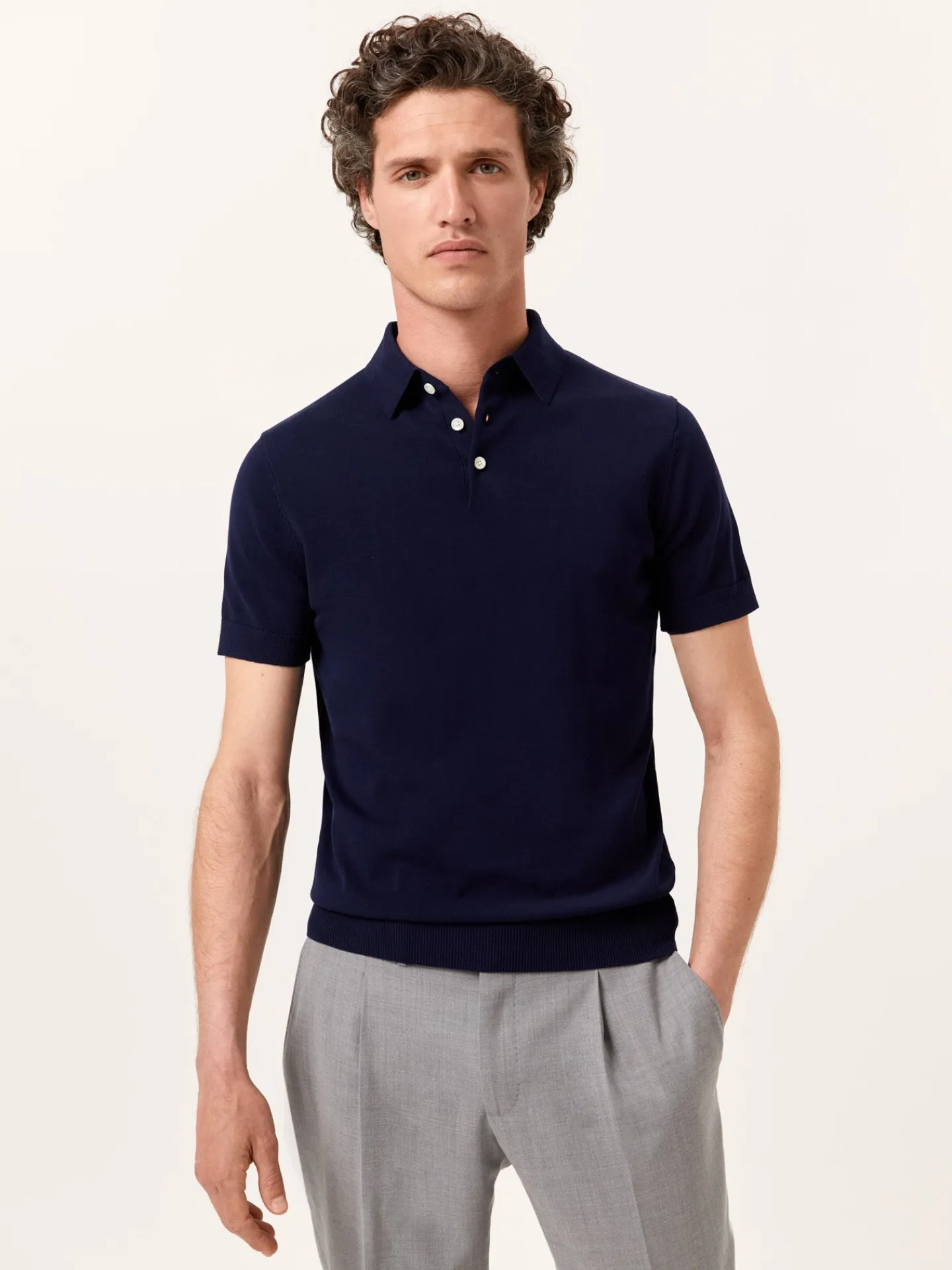 Outlet Polo Sweater With Short Sleeves In Cotton and Silk Blend Polos