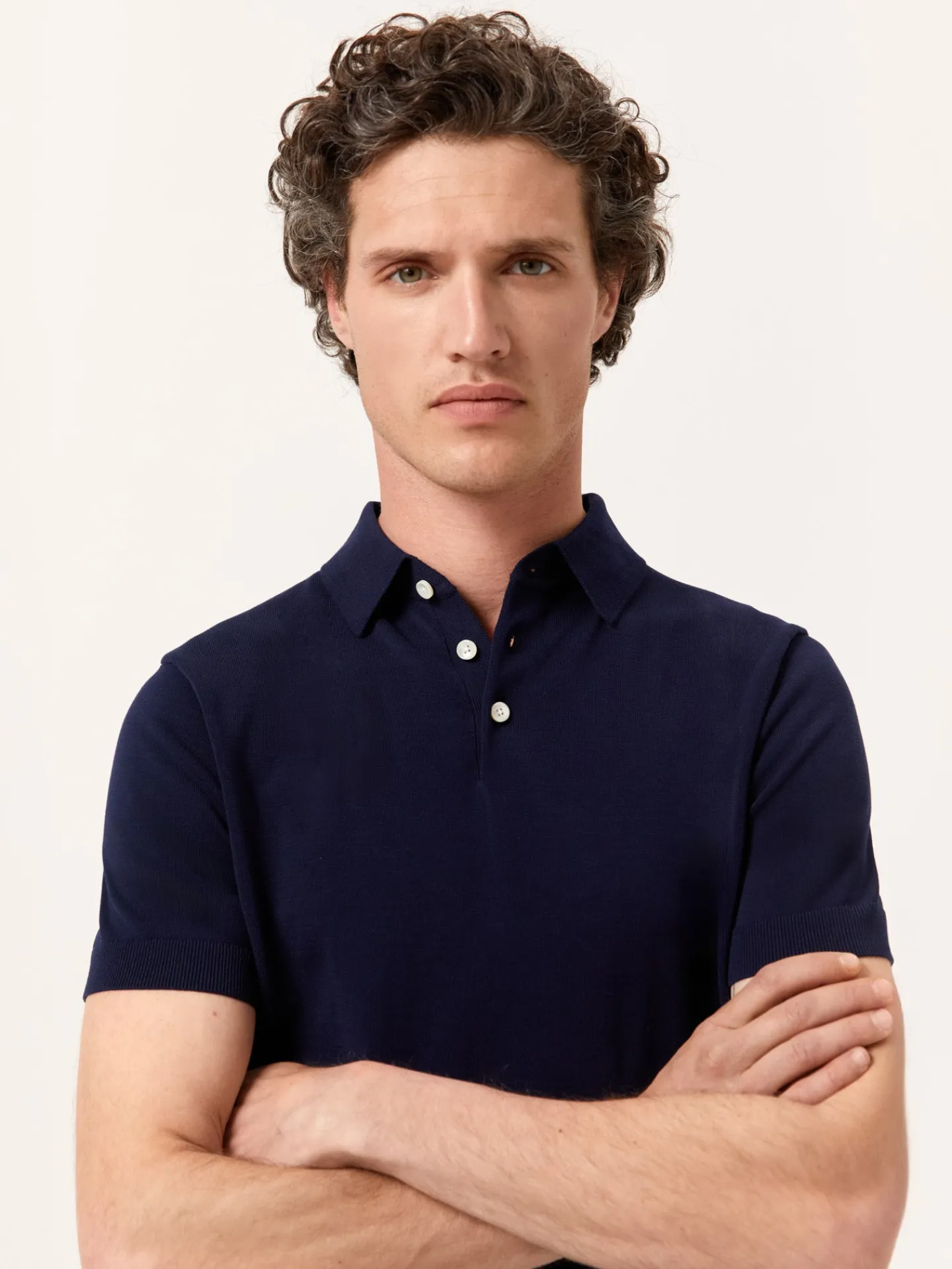 Outlet Polo Sweater With Short Sleeves In Cotton and Silk Blend Polos
