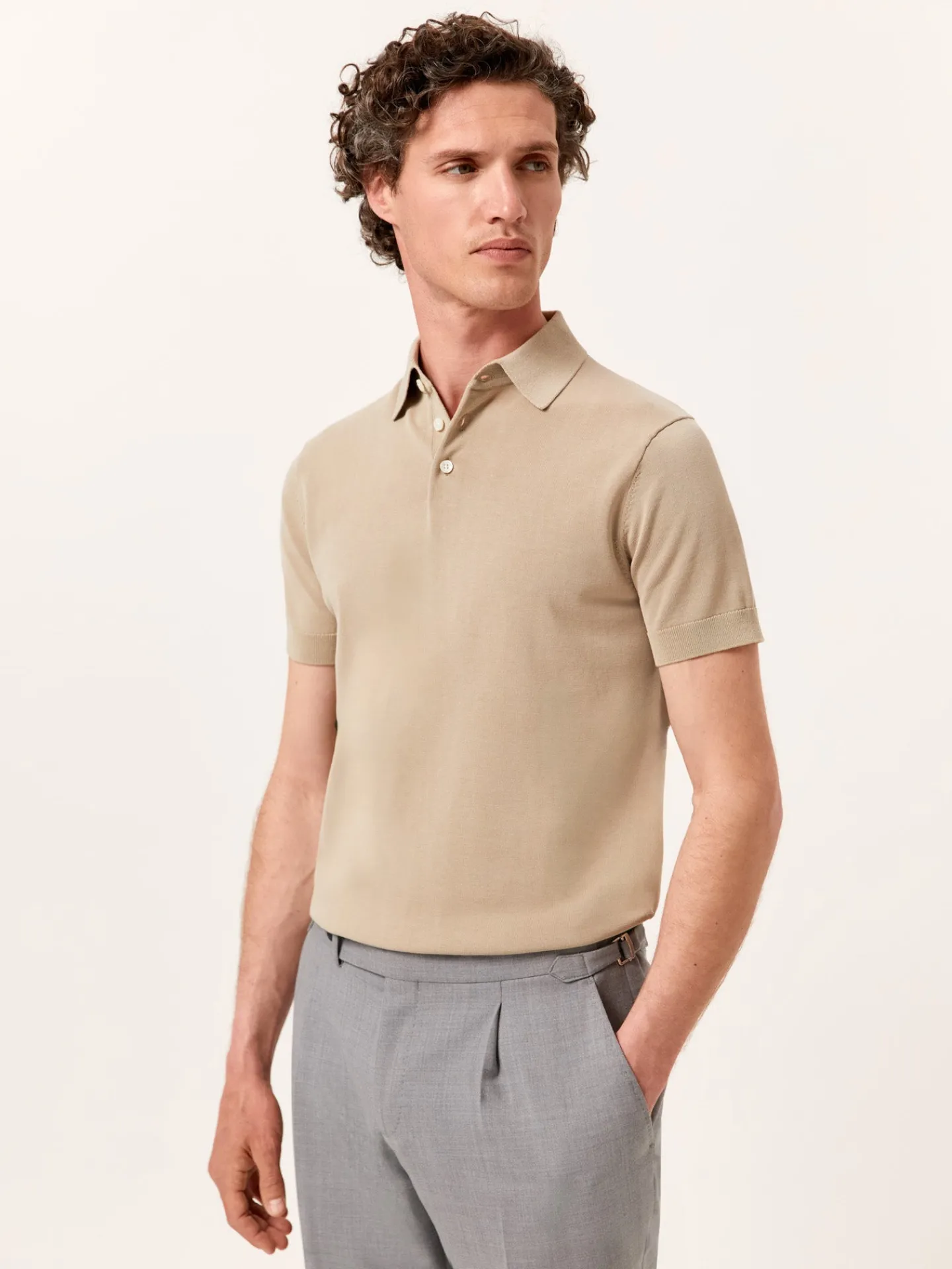 Outlet Polo Sweater With Short Sleeves In Cotton and Silk Blend Polos