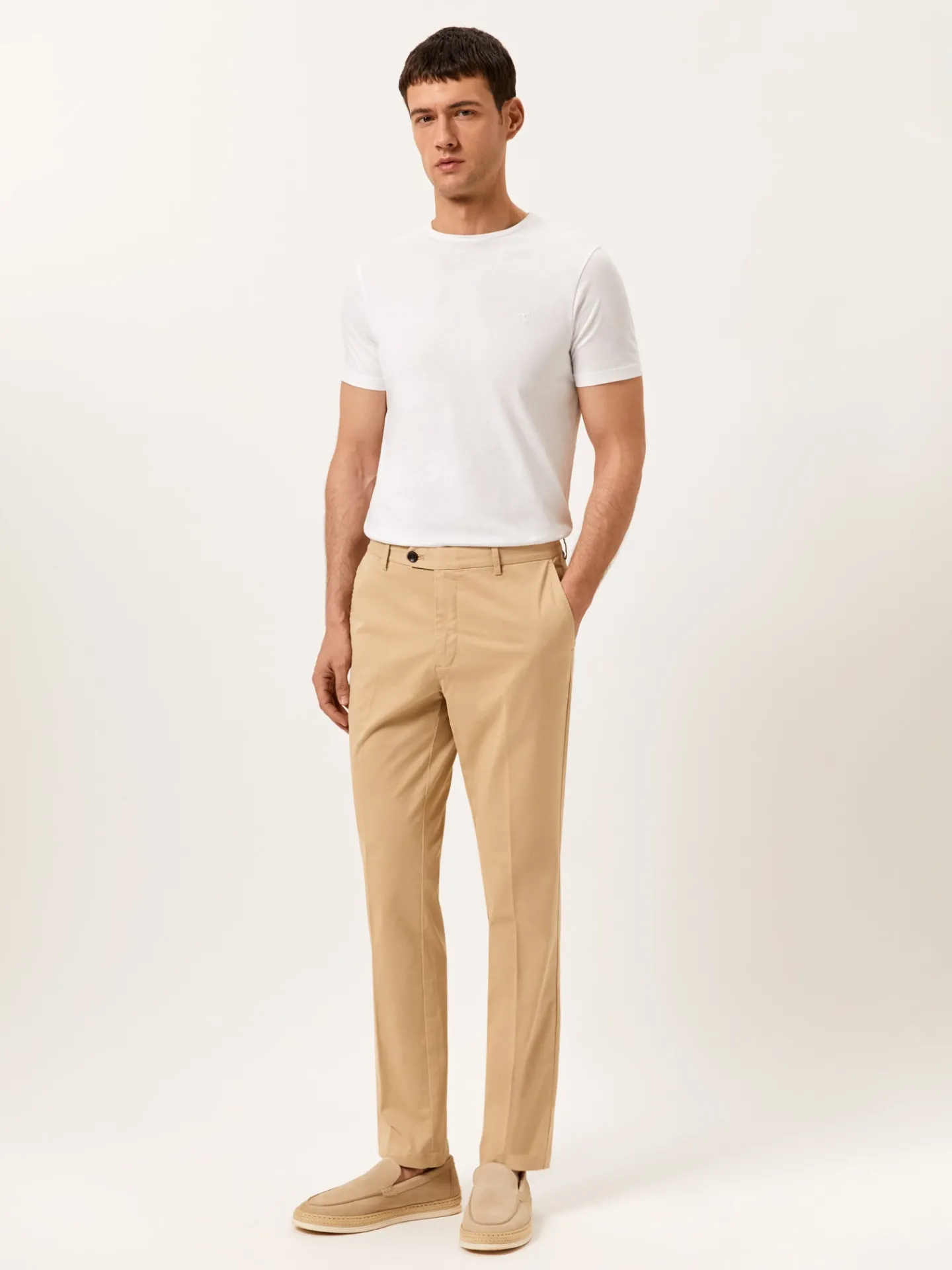 Online Regular Fit Casual Trousers in Comfort Cotton Calças Casuais|Calças Casuais