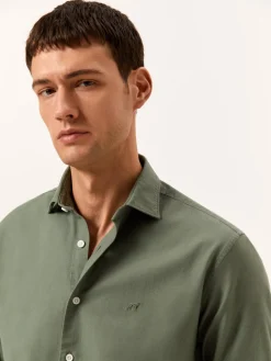 Hot Regular Fit Garment Dye Open Oxford Shirt in Comfort Cotton Camisas Casuais|Camisas Casuais