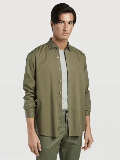 Online Regular Fit Garment Dye Poplin Shirt in Comfort Cotton Camisas Casuais|Camisas Casuais
