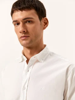 Regular Fit Garment Dye Poplin Shirt in Comfort Cotton Camisas Casuais|Camisas Casuais