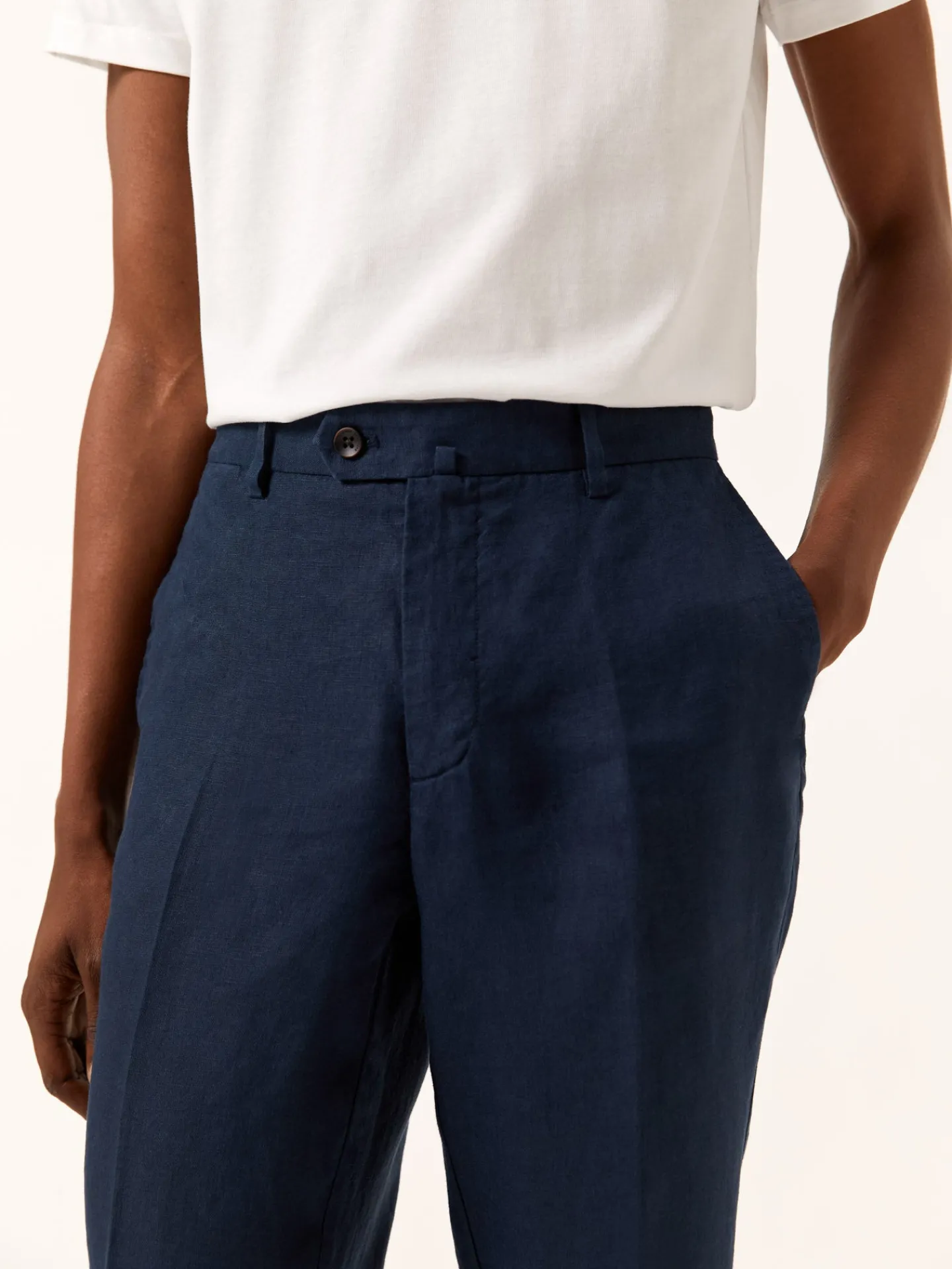 Best Regular fit Linen Casual Trousers Calças Casuais