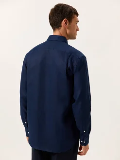 New Regular Fit Open Shirt in 100% Linen Camisas Casuais|Camisas Casuais
