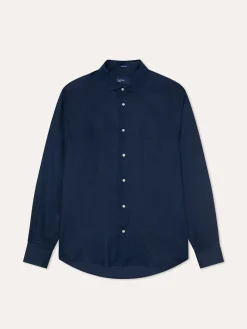 New Regular Fit Open Shirt in 100% Linen Camisas Casuais|Camisas Casuais