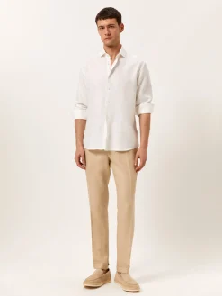 Online Regular Fit Open Shirt in 100% Linen Camisas Casuais|Camisas Casuais