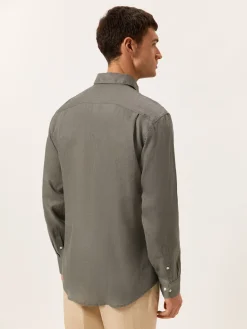 Outlet Regular Fit Open Shirt in 100% Linen Camisas Casuais|Camisas Casuais