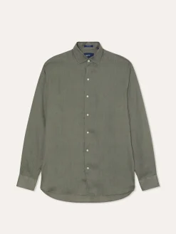 Outlet Regular Fit Open Shirt in 100% Linen Camisas Casuais|Camisas Casuais