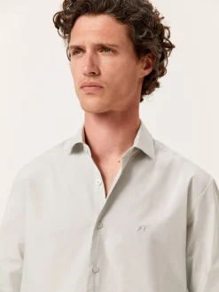 Discount Regular Fit Overdye Poplin Shirt with Open Collar Camisas Casuais