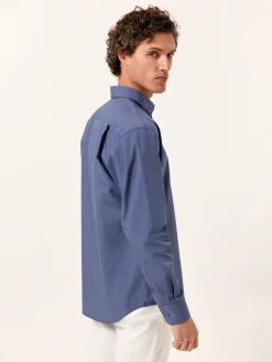Discount Regular Fit Overdye Poplin Shirt with Open Collar Camisas Casuais