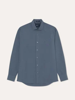 Discount Regular Fit Overdye Poplin Shirt with Open Collar Camisas Casuais