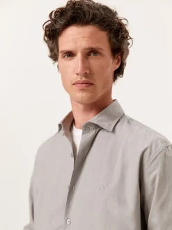 Discount Regular Fit Overdye Poplin Shirt with Open Collar Camisas Casuais