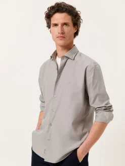 Discount Regular Fit Overdye Poplin Shirt with Open Collar Camisas Casuais
