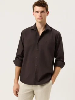Best Regular Fit Overdye Poplin Shirt With Open Collar Camisas Casuais
