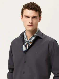 Best Regular Fit Overdye Poplin Shirt With Open Collar Camisas Casuais