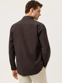 Best Regular Fit Overdye Poplin Shirt With Open Collar Camisas Casuais