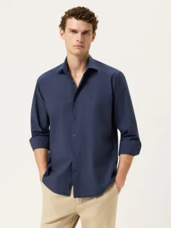 Best Regular Fit Overdye Poplin Shirt With Open Collar Camisas Casuais