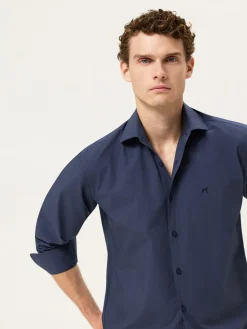 Best Regular Fit Overdye Poplin Shirt With Open Collar Camisas Casuais