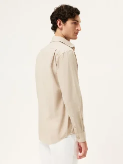 Best Regular Fit Overdye Poplin Shirt With Open Collar Camisas Casuais