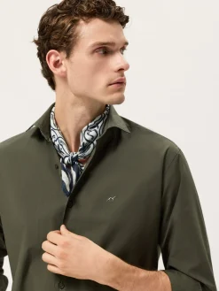 Best Regular Fit Overdye Poplin Shirt With Open Collar Camisas Casuais