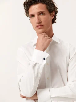 Outlet Regular Fit Performance Poplin with Oxford Collar and Double Cuffs Camisas Clássicas