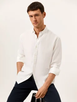 Regular Fit Shirt in 100% Linen Camisas Casuais|Camisas Casuais