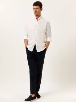 Regular Fit Shirt in 100% Linen Camisas Casuais|Camisas Casuais