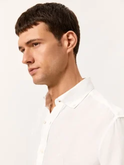 Regular Fit Shirt in 100% Linen Camisas Casuais|Camisas Casuais