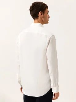 Regular Fit Shirt in 100% Linen Camisas Casuais|Camisas Casuais