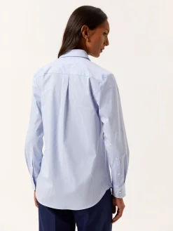 Best Regular Fit Striped Comfort Poplin Shirt With Open Collar MULHER Camisas