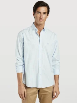 Clearance Regular Fit Striped Oxford Shirt in 100% BCI Cotton Camisas Casuais|Camisas Casuais