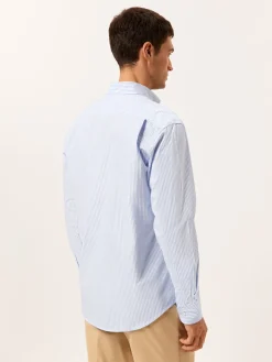 Discount Regular Fit Striped Oxford Shirt in 100% BCI Cotton Camisas Casuais|Camisas Casuais