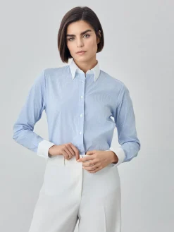 Clearance Regular Fit Striped Poplin Comfort Shirt With Button-donw Collar MULHER Camisas