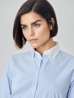 Clearance Regular Fit Striped Poplin Comfort Shirt With Button-donw Collar MULHER Camisas