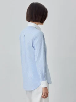 Clearance Regular Fit Striped Poplin Comfort Shirt With Button-donw Collar MULHER Camisas