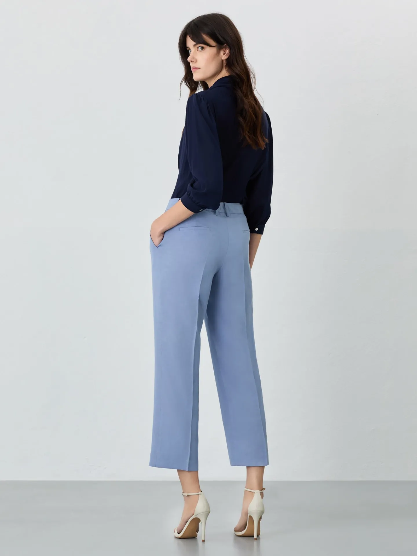 Sale Regular Fit Suit Trousers In Tencel Linen Blend MULHER Fatos|Calças De Fato