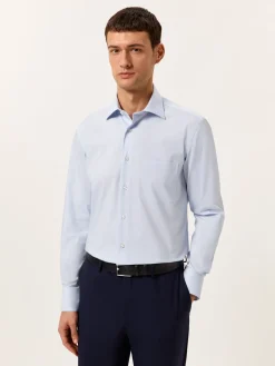 Outlet Regular Fit Travel Poplin Shirt in Comfort Cotton Camisas Clássicas|Camisas Clássicas