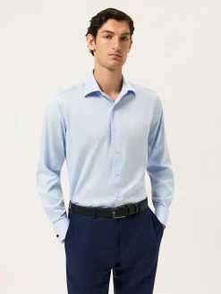 Regular Fit Twill Formal Shirt With Oxford Collar And Double Cuff Camisas Clássicas